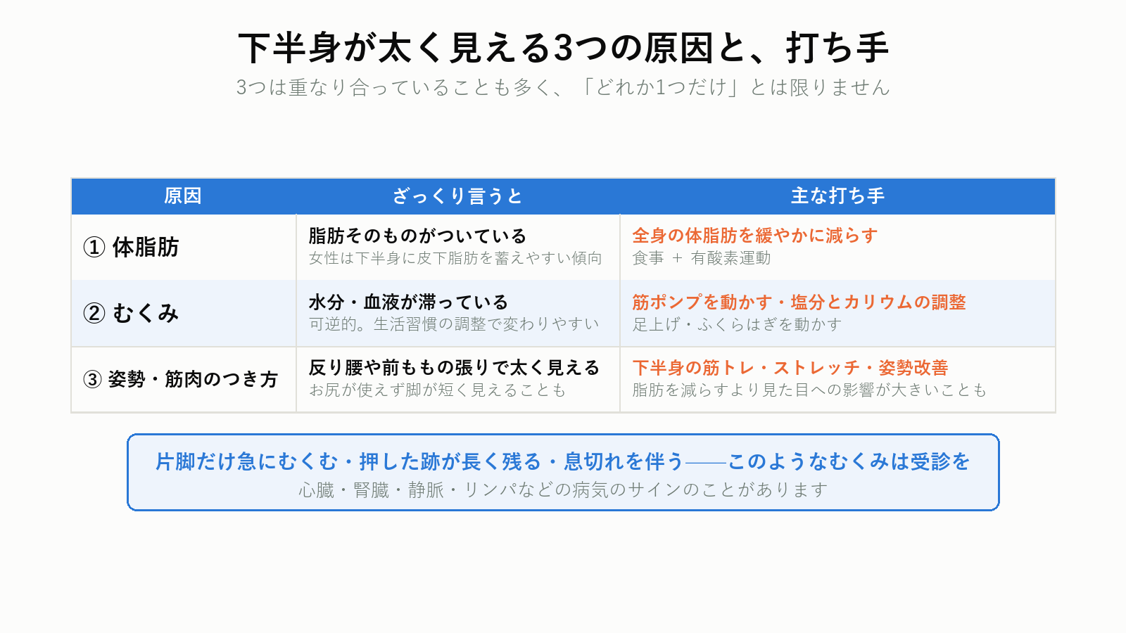 下半身が太く見える3つの原因と打ち手