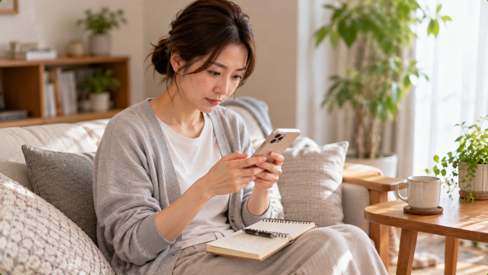 申し込み前にオンラインパーソナルへ質問を送る女性