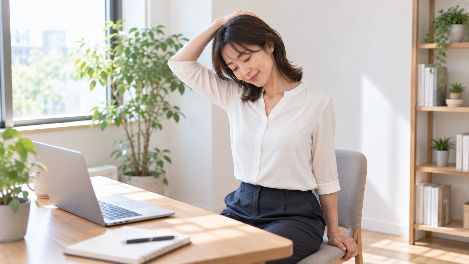 肩甲挙筋ストレッチの姿勢