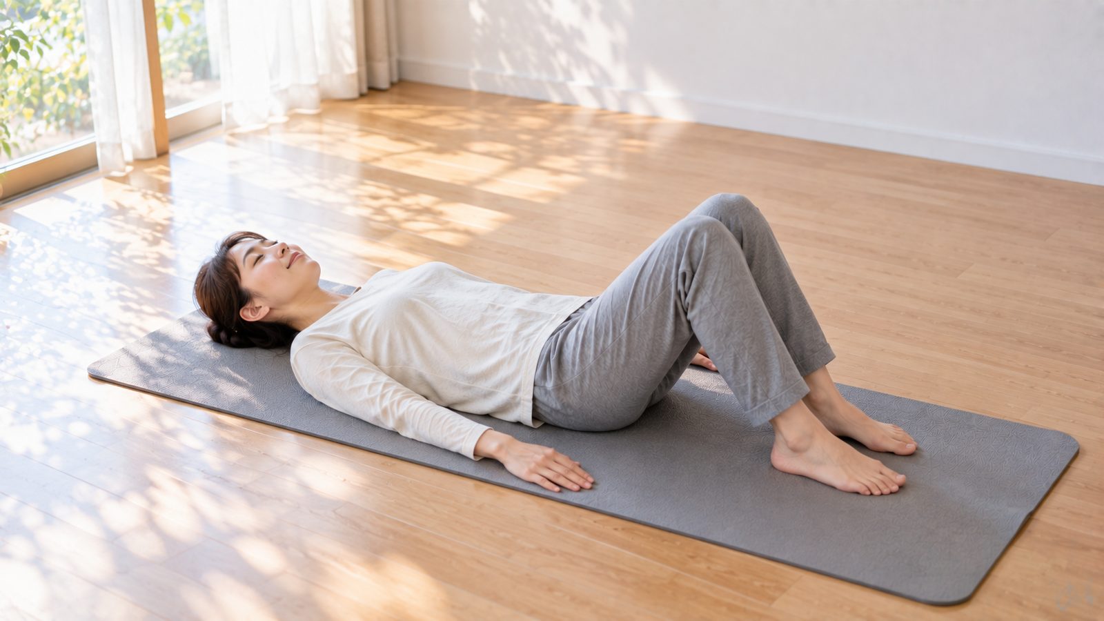 骨盤底筋トレーニングを行うときの仰向けの基本姿勢