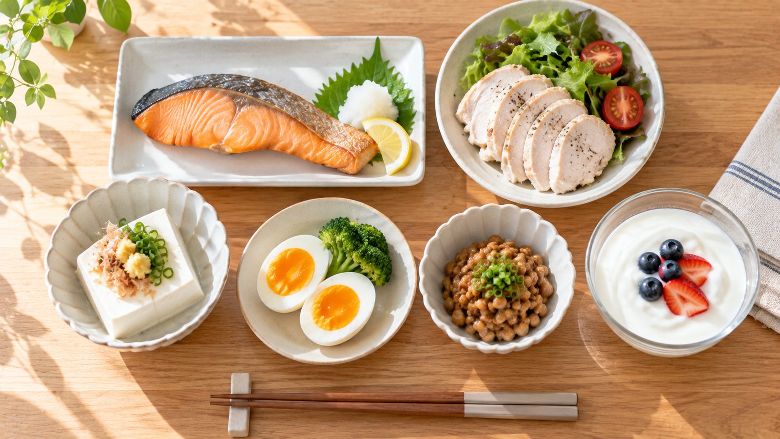 たんぱく質を含む食事の例