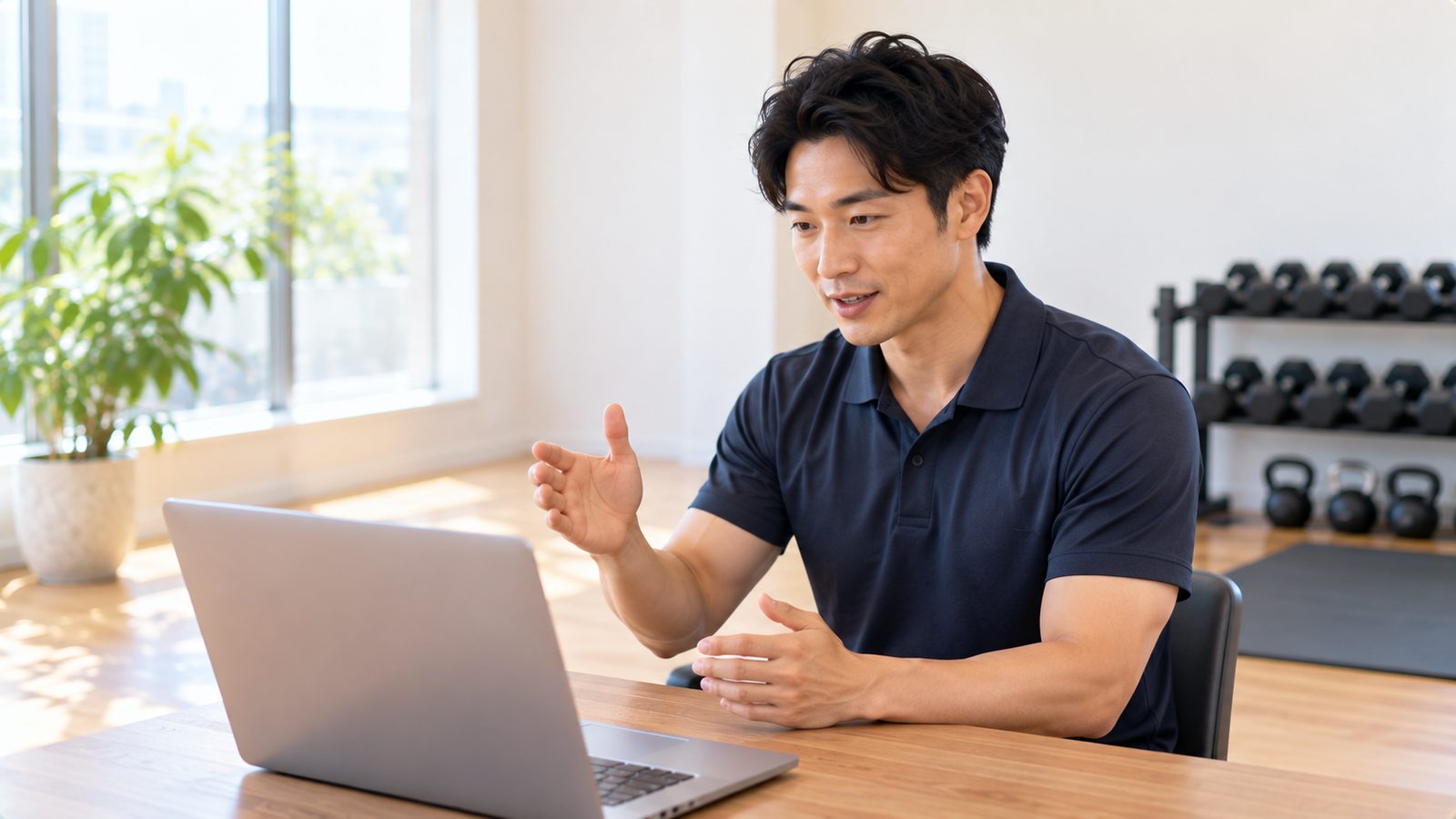 オンラインで1対1の指導を行うトレーナーの様子