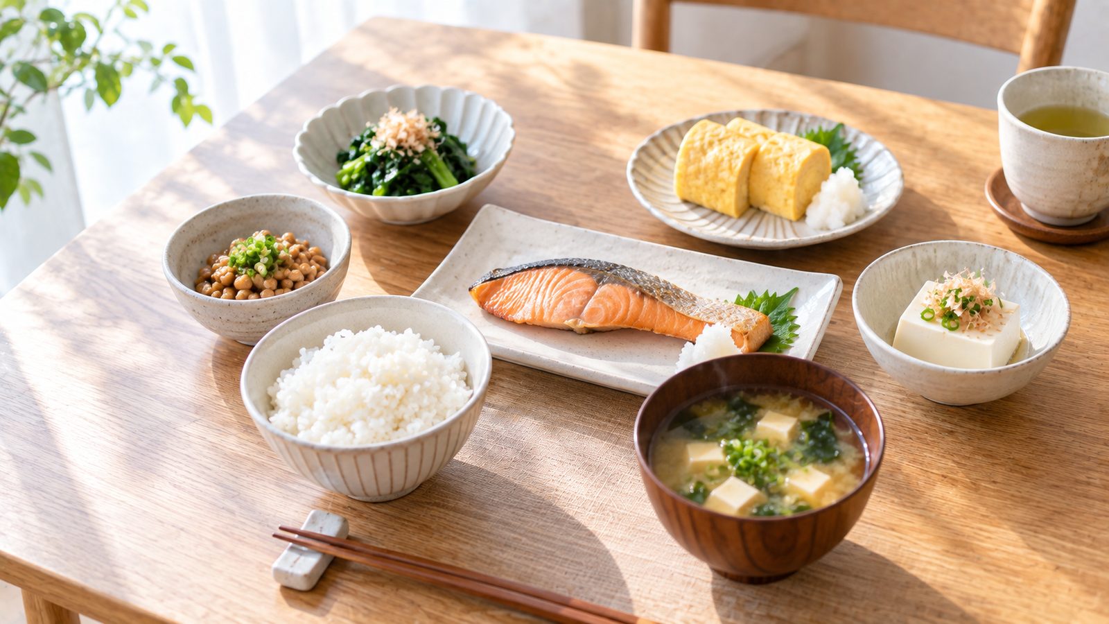 たんぱく質を3食に分けて摂る食事の例