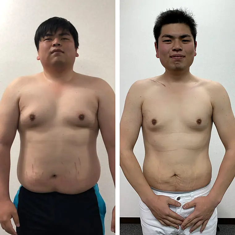 ビフォーアフター写真：3ヶ月コース＋継続プラン受講者の体型変化